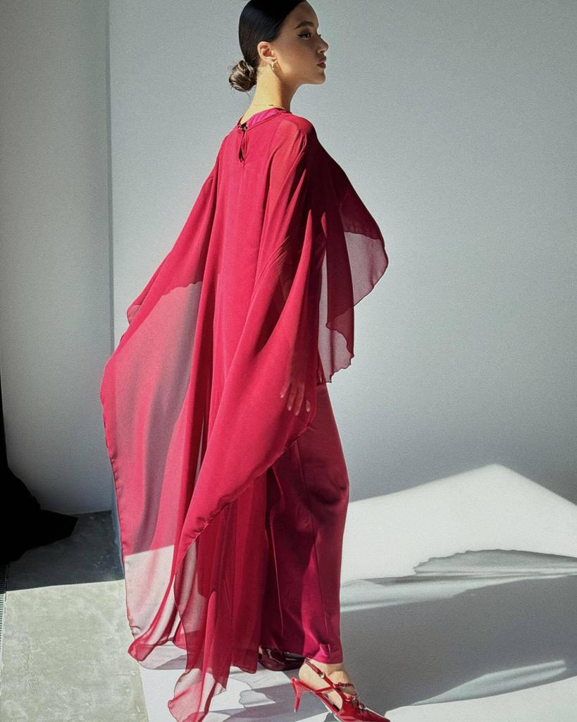 2025 Summer Women's Solid Color Evening Dress & Shawl Set