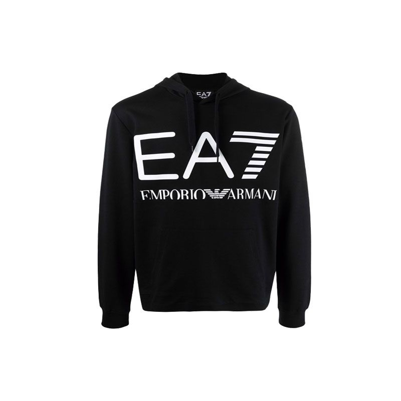 Emporio Armani FW21 Logo Print Drawstring Hoodie Men hoodies Black 6KPM69-PJBWZ12000 M