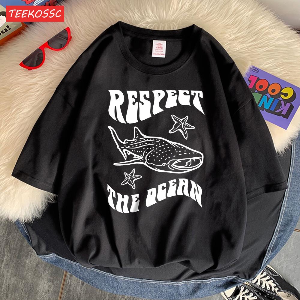 Respect The Ocean Protecting Whales Print Mans T-Shirts Fitting Oversized T-Shirt Leisure Soft Tshirt Pleasure Breathable Tops