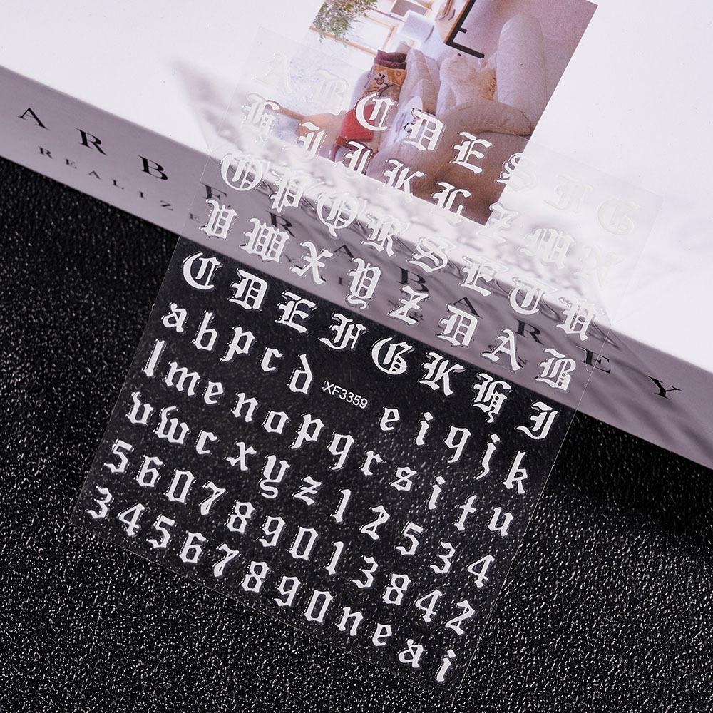 3D Adhesive-Backed Letter Manicure Decorative Sticker Fluorescent Yellow-Green Self-Adhesive Plastic Self-Adhesive Nail Sticker Nude