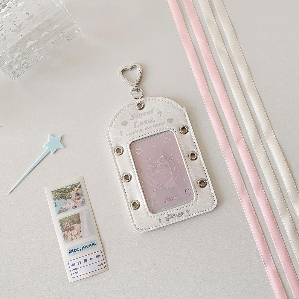 DIY Ballet Ribbon Korean Photocard Holder PU Card Cover Idol Card Display Protector  Girls Gift