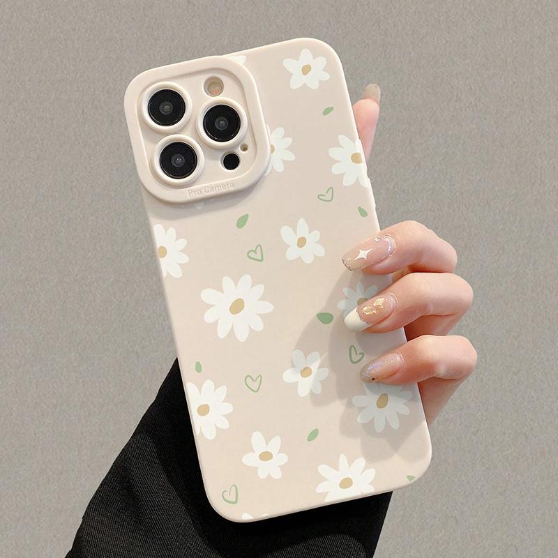 Beautiful Daisy Floral Heart Gentle Style Phone Case For IPhone 17 16 15 14 13 12 11 Series Pro Max Plus Protection Trendy Cover