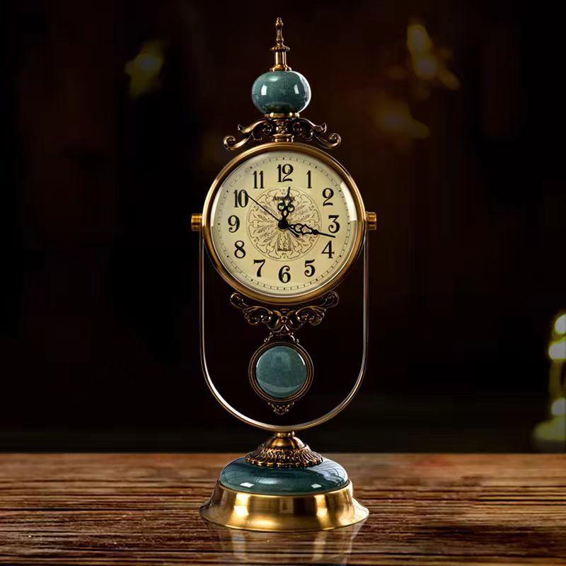 Yiran Toy 1 Light Retro Clock Living Room European Luxury Household Clock Table Pendulum Clock Table Clock