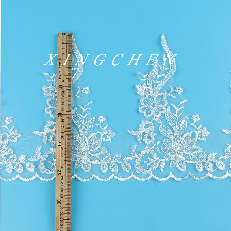 

Width 26Cm Car Bone Lace Sequins Bridal Accessories Wedding Dress Veil Wristband Clothing Accessories Lace White/transparent sheet (width 26CM)