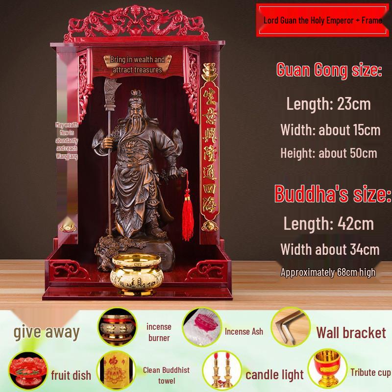 Guan Gong God of Wealth Statue - Attracts Prosperity, Worship Niche Decor.