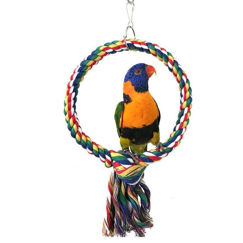 Parrot Cotton Rope Hanging Swing: Climbing & Biting Toy for Small and Medium Birds