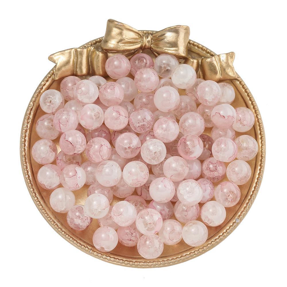 20/50pcs Crackle Flowers Glass Beads 10mm Round Spacer Loose Bead for DIY Bracelet Necklace Jewelry Making Accessories Supplies