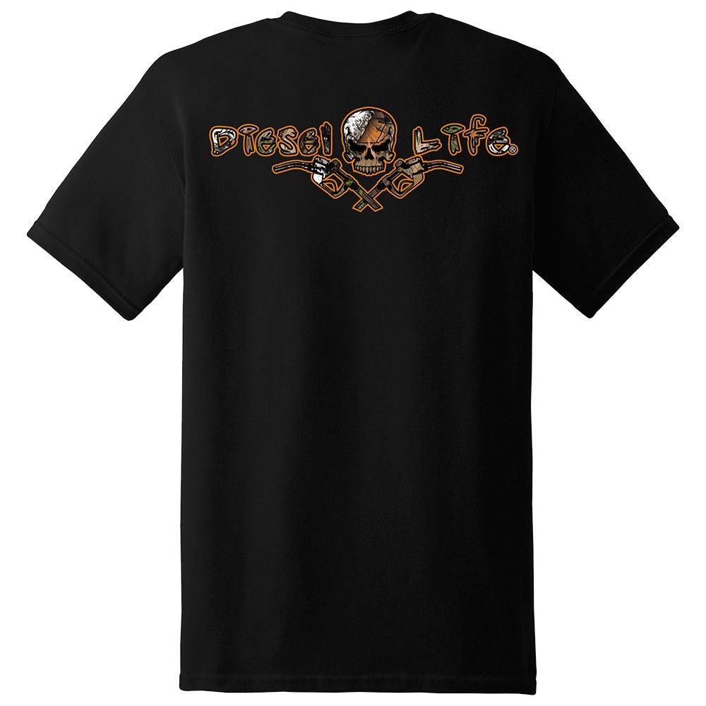Camouflage Skull Pumps Diesel Trucker Double Sided Graphic Tee XXL