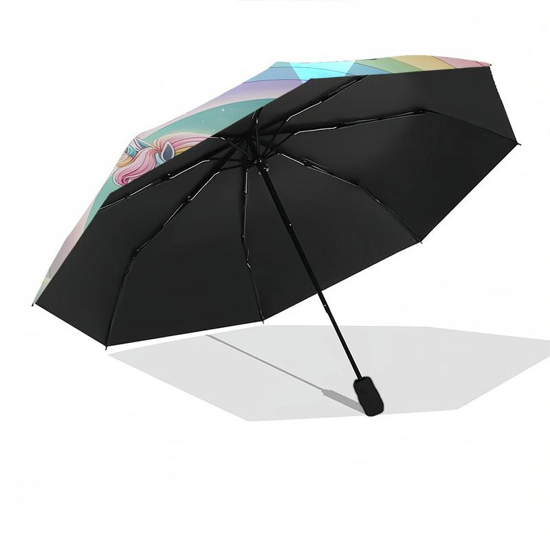 Unicorn, Rainbow- Automatic umbrella, Four Seasons Portable Folding Umbrella, Suitable for Men and Women, Travel, Daily Compact Umbrella, Ou