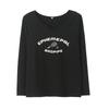 Plus Size Women's Shoulder Letter Print Long-sleeve T-shirt, Autumn New Loose Slimming Top 323110