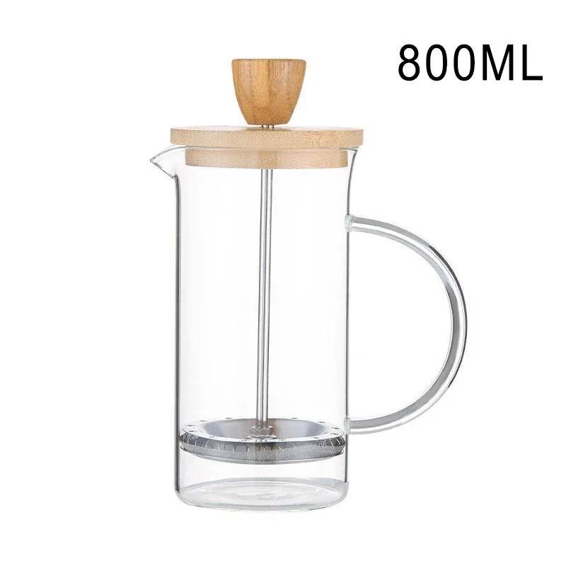 350-1000ml Transparent Coffee French Press Pot with Filter Multifunctional Heat Resistant Borosilicate Glass Coffee Kettles Tool