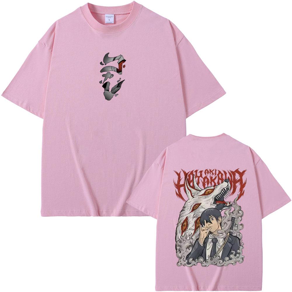 Anime Chainsaw Man Merch T-Shirt Hayakawa Aki Beschwörung Kon Fuchs Teufel Grafik T-Shirts Herren Damen Lässig Vintage Übergroße T-Shirts