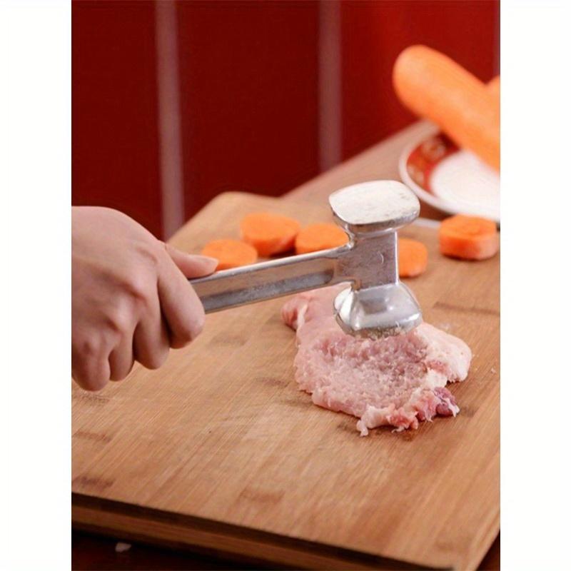 1pc Double-Sided Tenderizer Mallet Steak Hammer Aluminum Alloy Steak Cooking Tool Silver