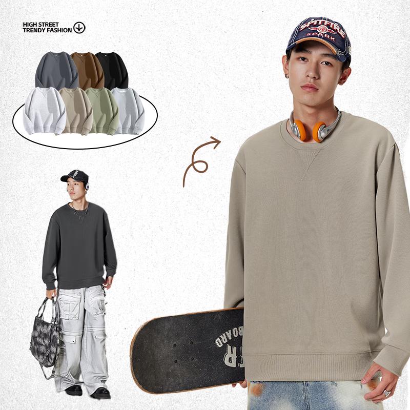 Warrior Men's Solid Color Round Neck Pullover Sweatshirt