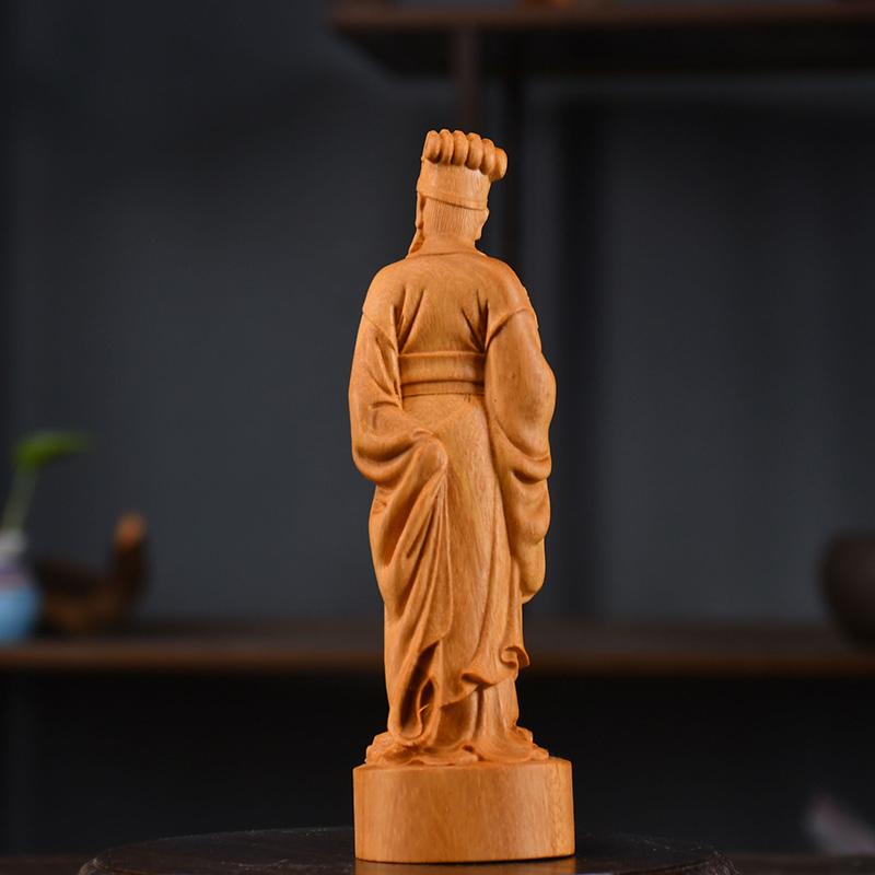 wood carving Zhuge Liang sculptures Figurines historical figure Home Room Office decoration and accessories commemorative gift