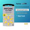 Rayovac EXTRA PR70 A10 Zinc Air Button Cell Hearing Aid Battery, 1.4V