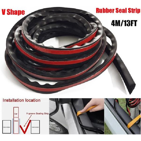 4м Универсальная самоклеящаяся резиновая уплотнительная лента для дверей автомобиля, V-образная, защита от дождя и пыли