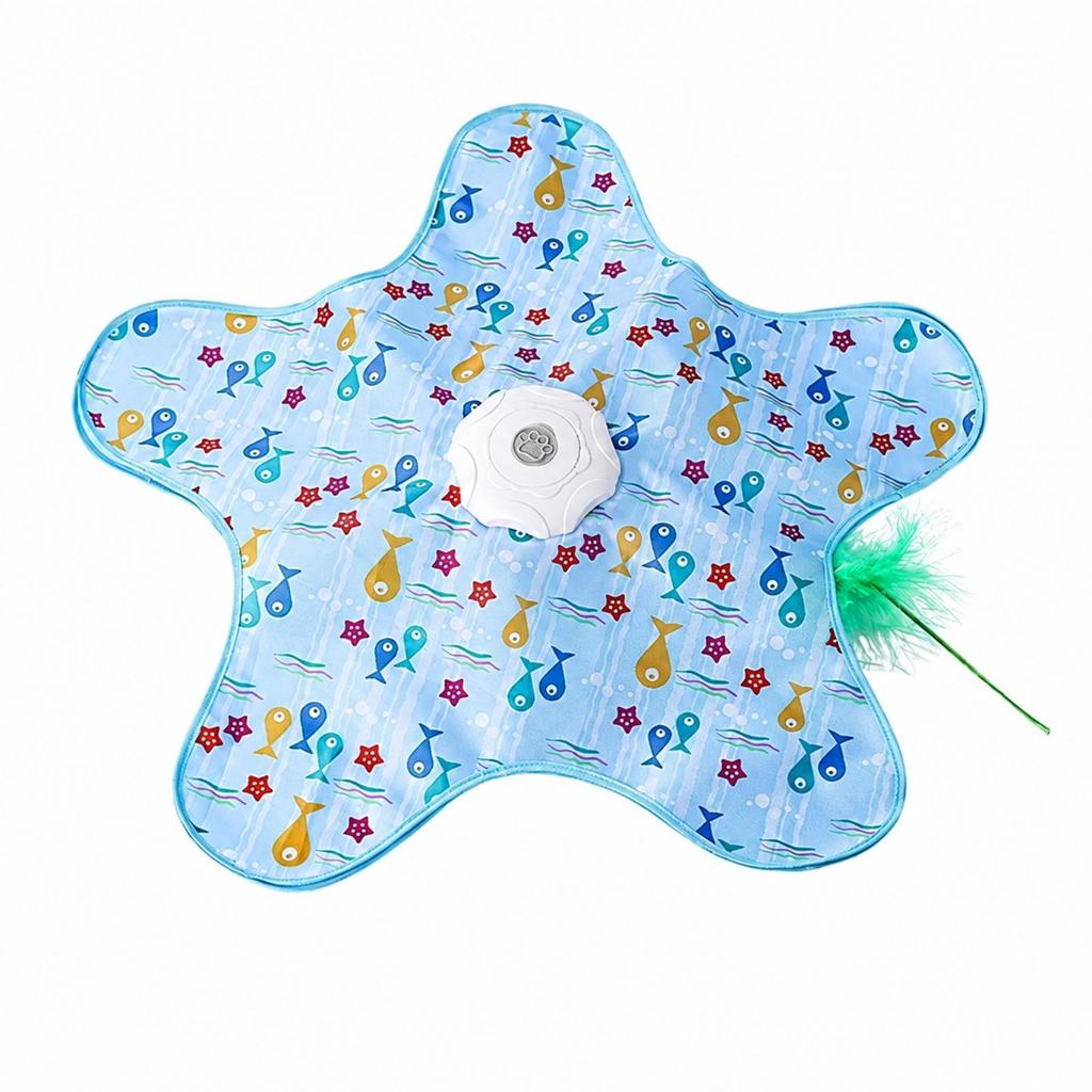 StarShaped Play Activity Mat Toy Interactive Rotating Feather Chaser Cat Automatic for Cats,