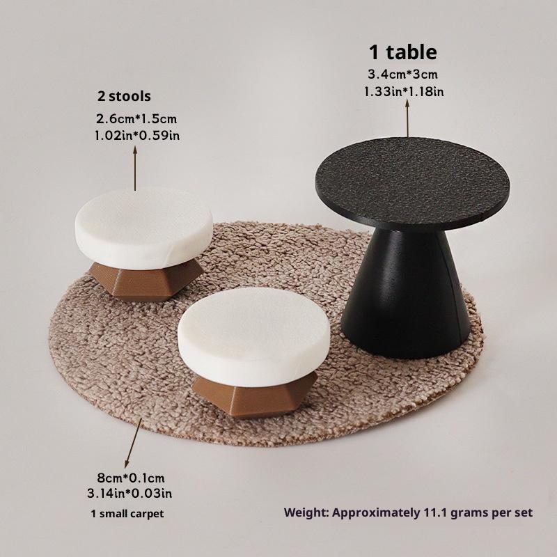 

4Pcs Dollhouse Simulation Table Model Ornament Handmade Diy Stool Scene Home Decoration Mini Toys Doll House Accessories