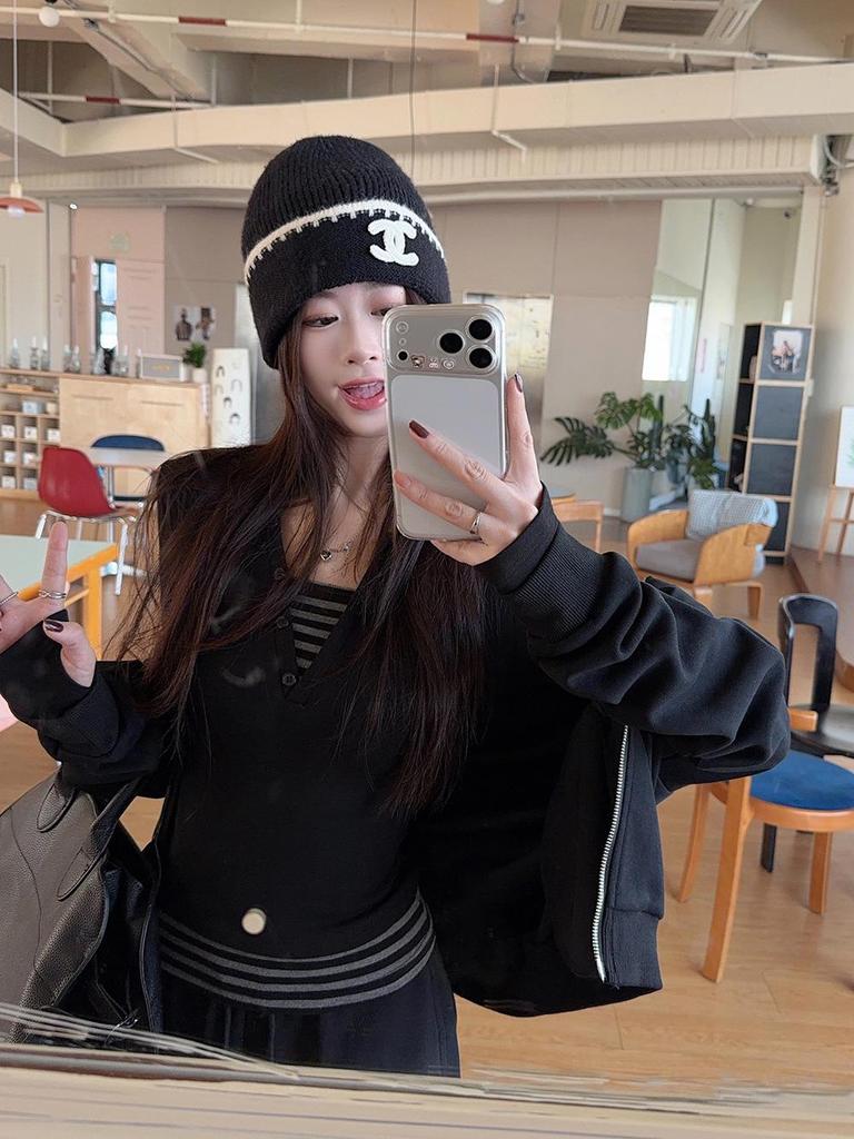 Damen Koreanischer Stil Color Block Henley-Kragen Taillenbetont Zweiteilig Langarm T-Shirt für Herbst/Winter Schlankmachendes Basisshirt