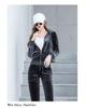 Women's Gold Velvet Hooded Sweatshirt and Straight Pants Two-Piece Sports Suit for Spring and Autumn