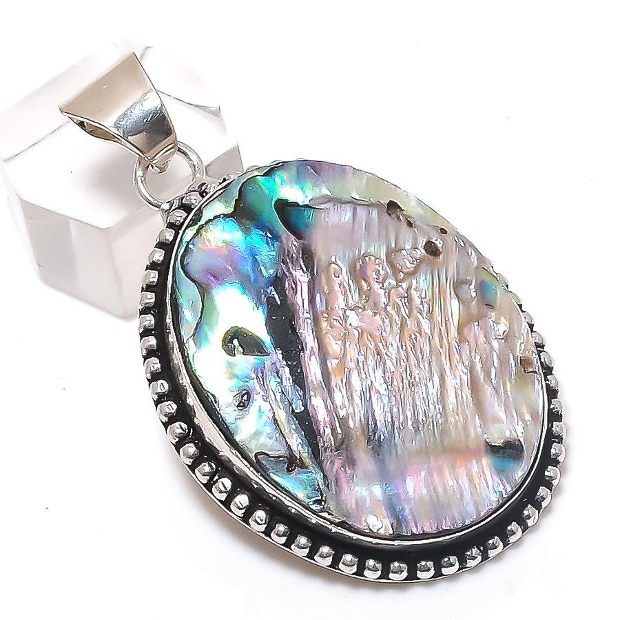 

Подвеска из драгоценного камня раковины абалона, ювелирное изделие из стерлингового серебра 925 пробы, 2,17 дюйма