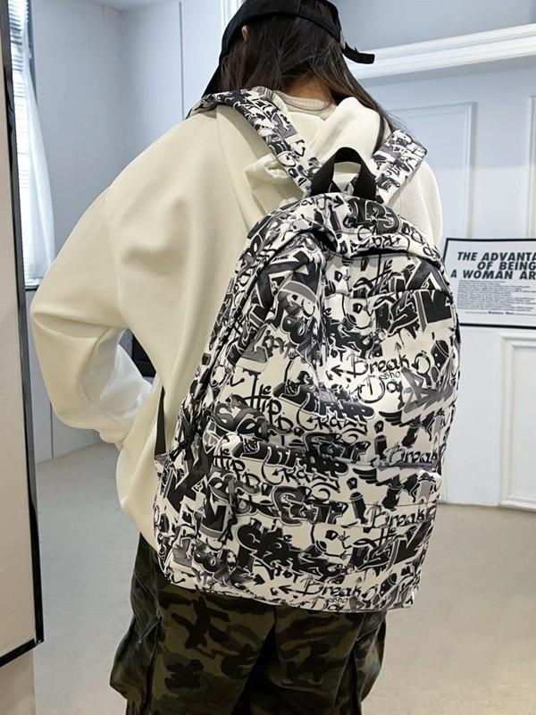 Ghiozdane Personalizate Graffiti Rucsac pentru Elevi de Gimnaziu și Liceu Unisex Murdar Capacitate Mare Geantă Școlară Trendy
