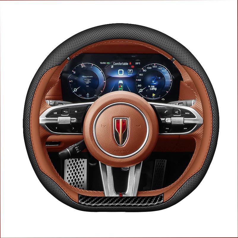 Nappa Leather Steering Wheel Cover for Hongqi H6/H9/HS3/H5 - Ultra-thin, Anti-slip, Anti-sweat, Original Color.