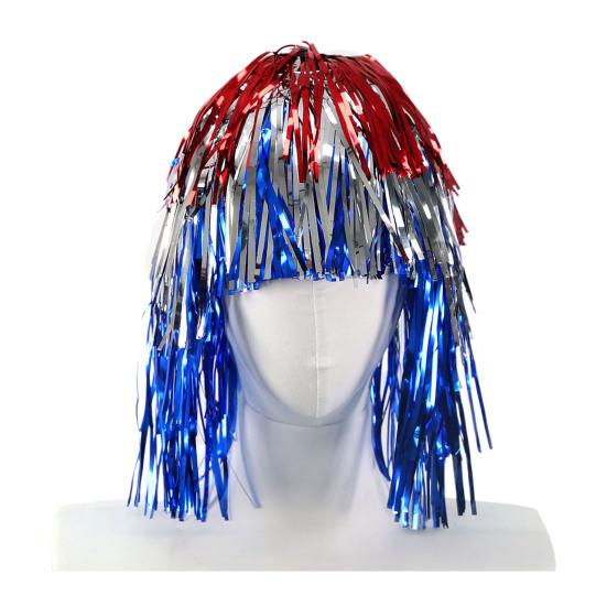Foil Tinsel Wigs And Fancy Dress Costume Disco Themed Fringe Outfit with Elastic Waist Metallic Cosplay Dance Supplies