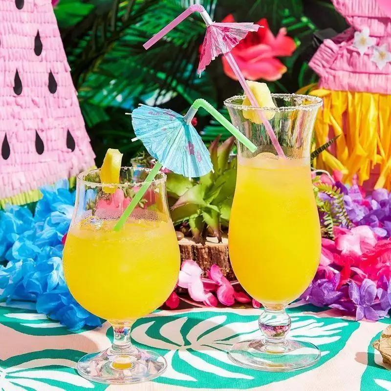 100pcs Umbrella Straws for Drinks,Umbrella Straws Hawaiian Luau Party Straws for Drinks Decorations (Assorted Colors)