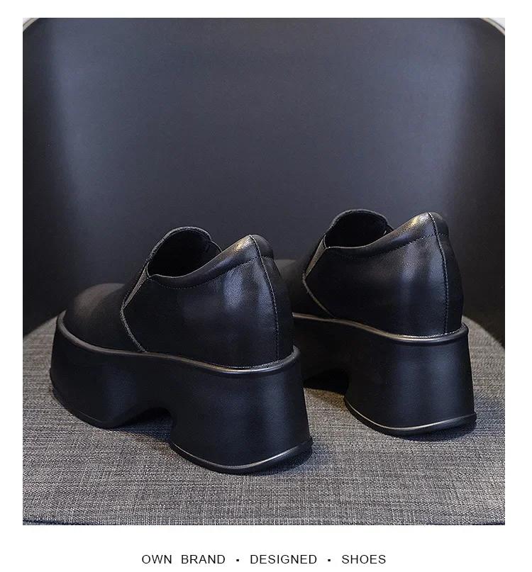 Fashion Lefu Shoes Women's 2025 New Style Inner Height 11cm Thick Sole Small Leather Shoes Women's Single Shoes Womens Shoes