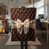 1Pc Gorgeous Bow Print Flannel Blanket, High quality Comfortable for All Seasons, Home Decor, Warmth and Comfort, Perfect for Christmas Gifts W42