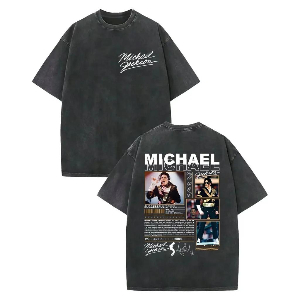 T-shirt Unisex Oversize Streetwear in Cotone Pesante Michael Jackson "This Is It" Collage Stile Retro Eras Tour Lavaggio Acido