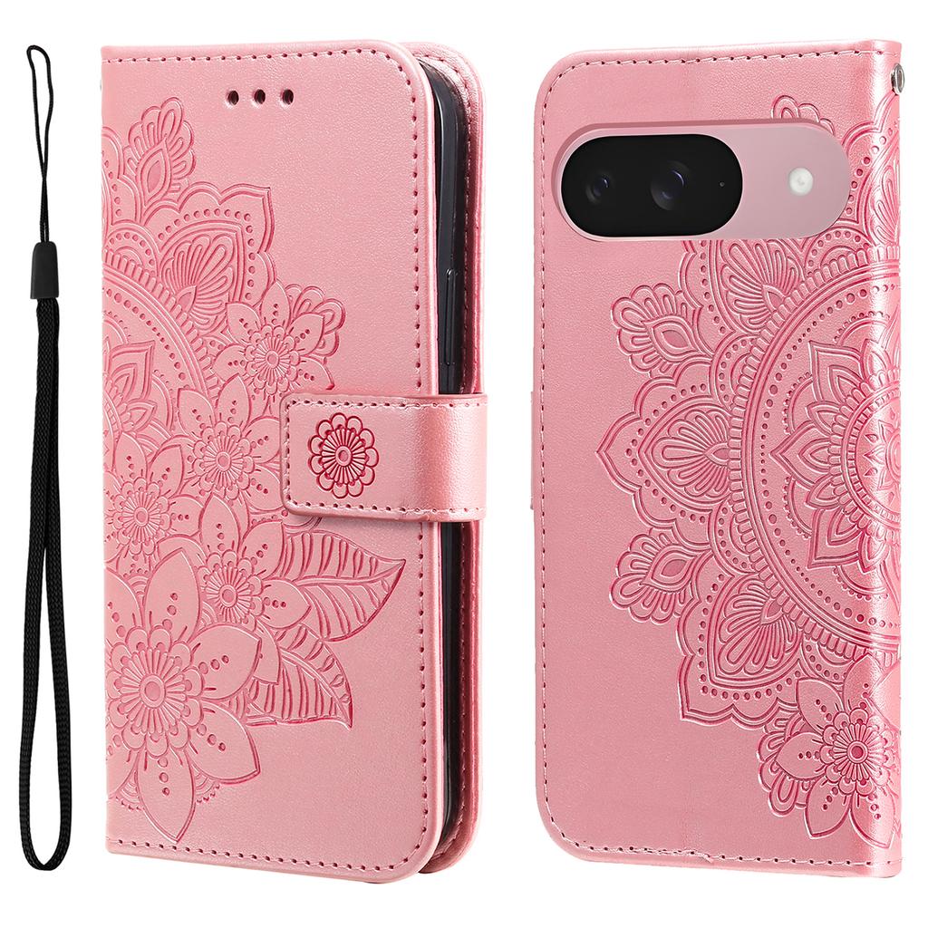 Für Google Pixel 9a Hülle Blumenmuster PU Leder Brieftasche Ständer Handyhülle