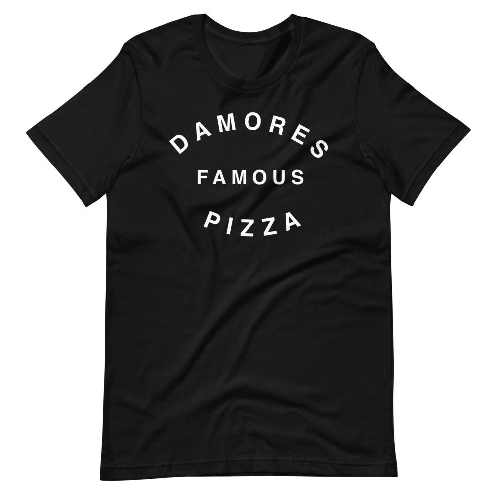 

DAMORES Famous Pizza Black Tee Short-Sleeve Unisex 100% Cotton T-shirt Mens Tees Top L