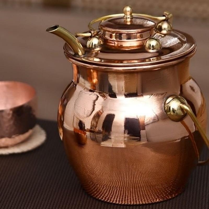 Reine Kupfer-Kaffeekanne, Polier-Kreativität Milchtee-Teegeschirr Filtergewebe Hitzebeständig Handgehaltene Kanne, Teekanne Altmodische Weingläser