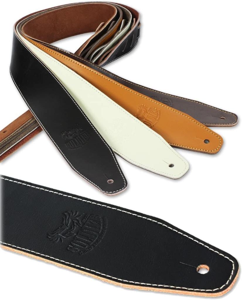 Leather Guitar Strap Cowhide Head Drop Prevention Acoustic Electric Bass Genuine Leather Strap [Laquest] (Brown)