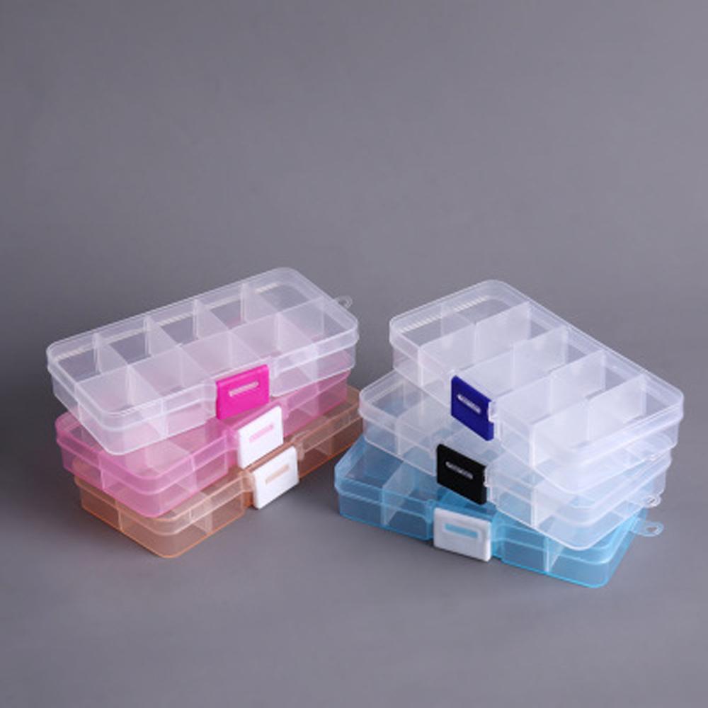 Transparent Square Detachable Plastic Fishing Box 10 Compartments Fishing Tackle Box Storage Box
