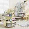Desktop Hole Board Storage Box Rotating Jewelry Shelf Multi-Function Student Organization Stationery Box Drawer Plastic