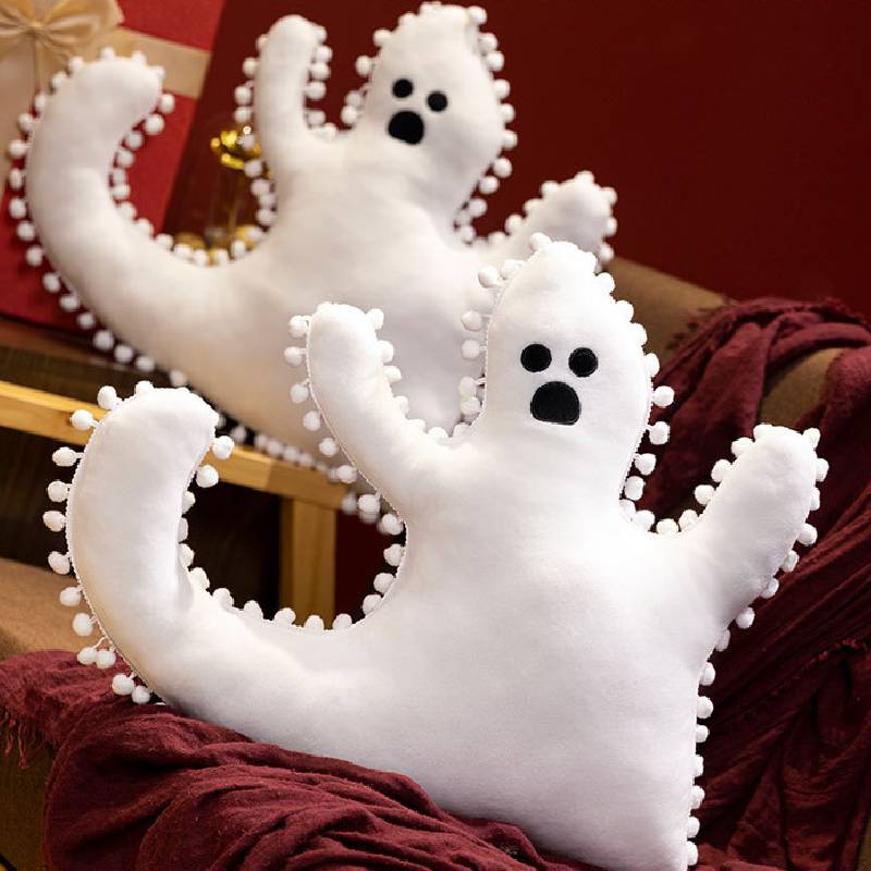 Ghost Plush Pillow Stuffed Toy Cushion Soft Halloween Scene Decor 45cm White