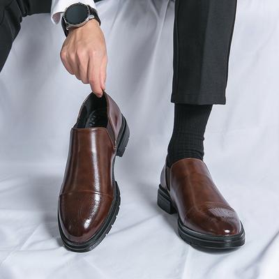 Brand Fashion Vintage Men Leather Shoes Men Dress Shoes Slip On Business Casual Shoes Classic Soft Leather Breathable Men Flats