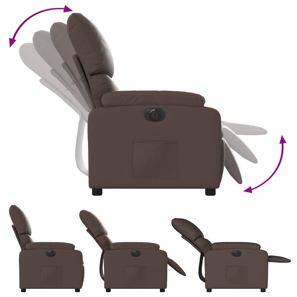 Electric Recliner Chair Brown Faux Leather