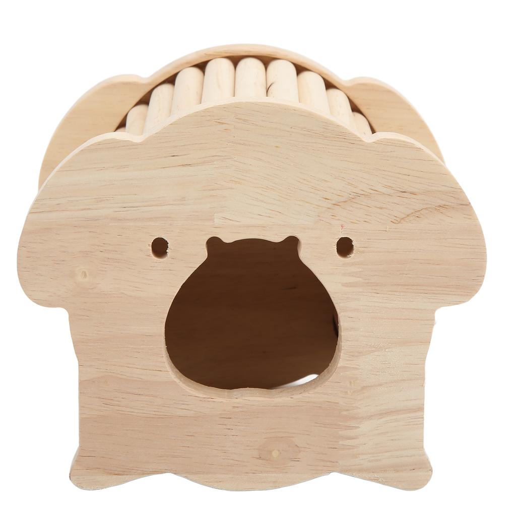 Hamster Wooden House Pig Head Shape Wooden Hamster Hut with Funny Climbing Ladder for Small Pets
