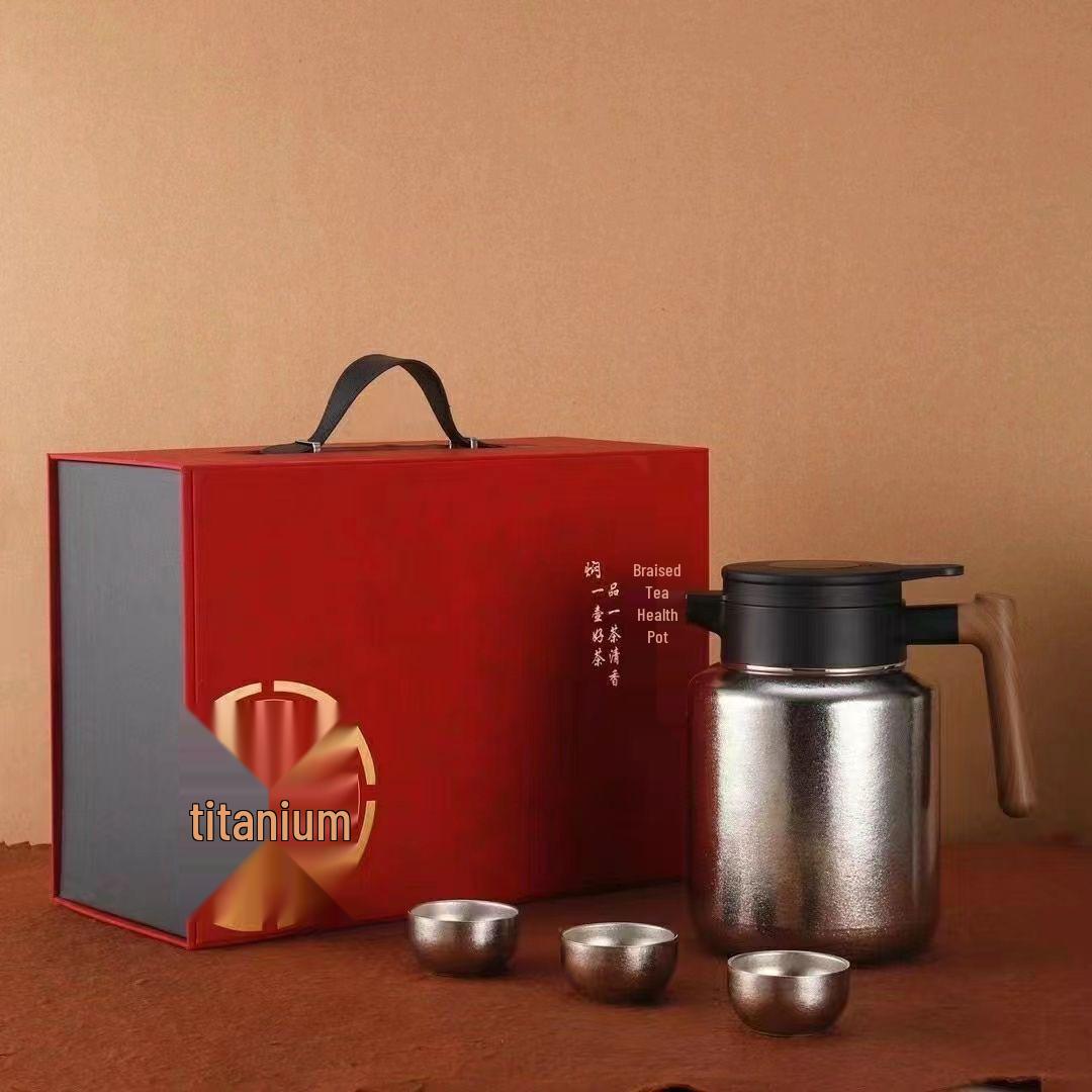 Pure Titanium Slow Brew Stewing Teapot Set - Large Capacity Thermos Pot, High-End Household Gift Kettle. 1500ML