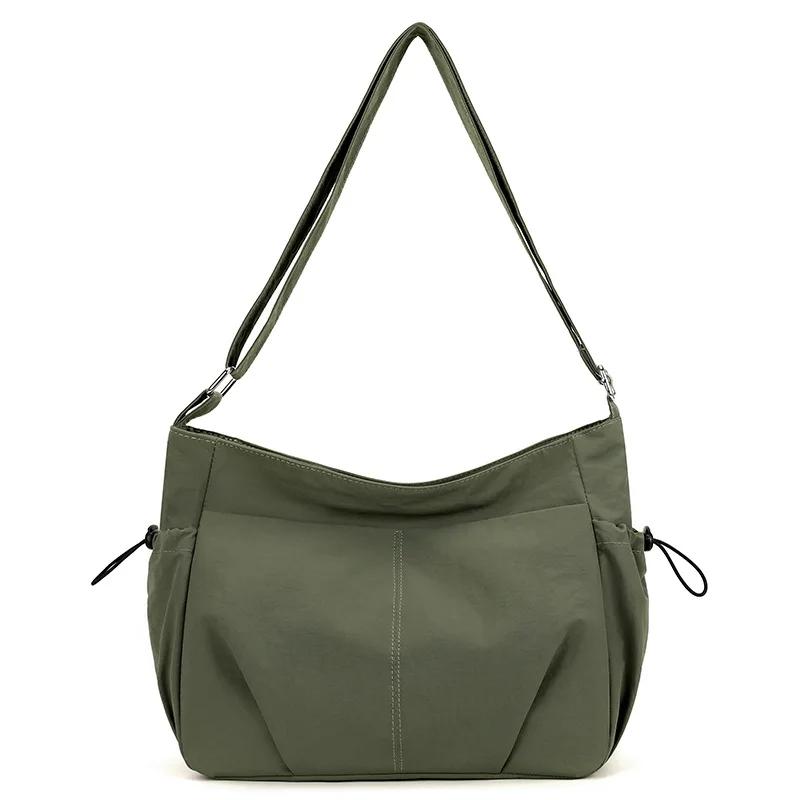 Borse a Tracolla da Donna in Nylon Impermeabili Semplici Borsa a Spalla da Donna di Grande Capacità Leggera Tinta Unita Multitasche Borsa Tote Femminile