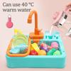 Kid Simulation Electric Dishwasher Wash Sink  Running Water Toy Role Playing House Kitchen Pretend Game Food Fruit Girl Boy Gift