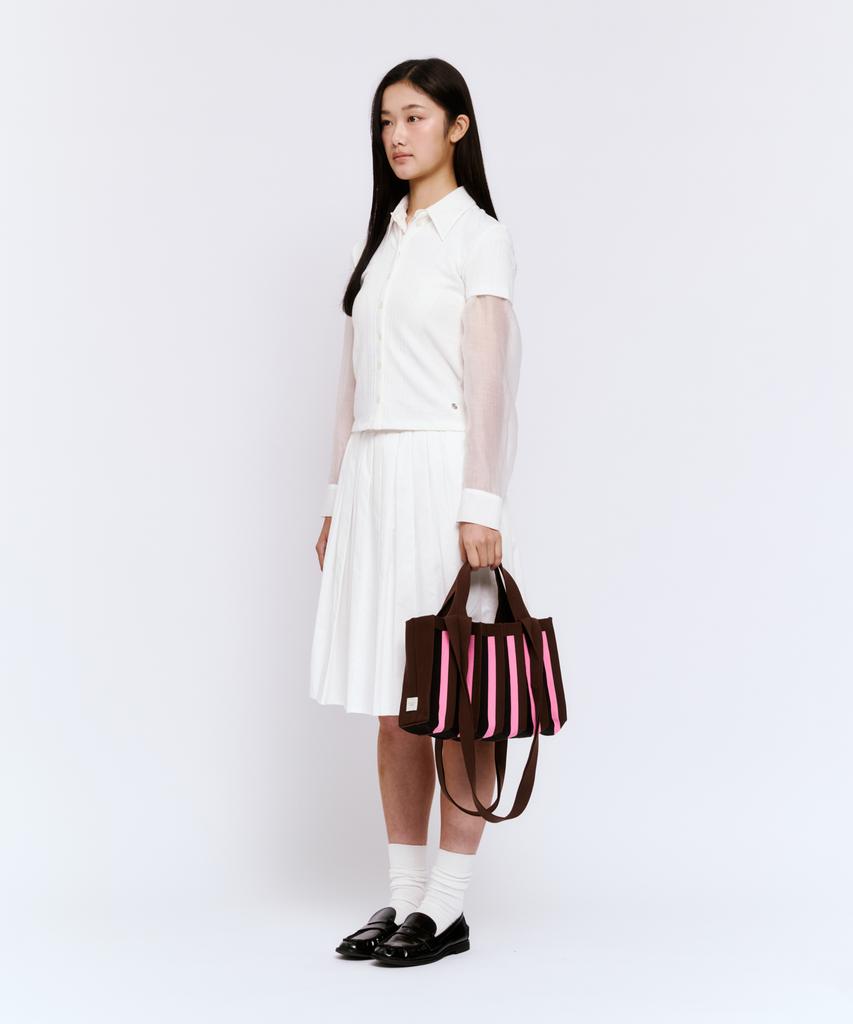 Pleatsmama New Mini Two-Way Bag Toffee Brown