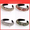 Classic Baroque Satin Headband With Rhinestone And Pearl Embellishments For Women