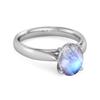 Moonstone Classic Solitaire Ring - 925 Sterling Silver