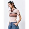 Peacebird Women's Color Block Stripe Knit Polo Top